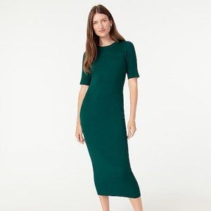 Rib Knit Short Sleeve Midi Dress